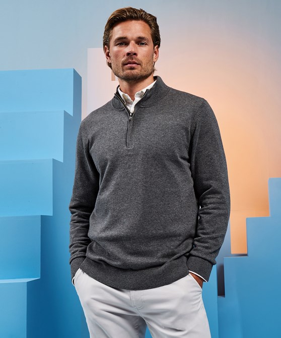 Men's cotton blend ¼ zip sweater